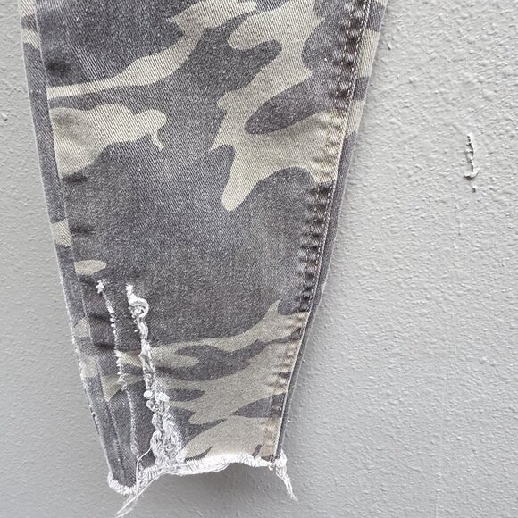 Zara Basic Z1975 Denim Jeans Womens 6 Gray Camo Distressed Skinny Frayed Hem - Picture 3 of 11
